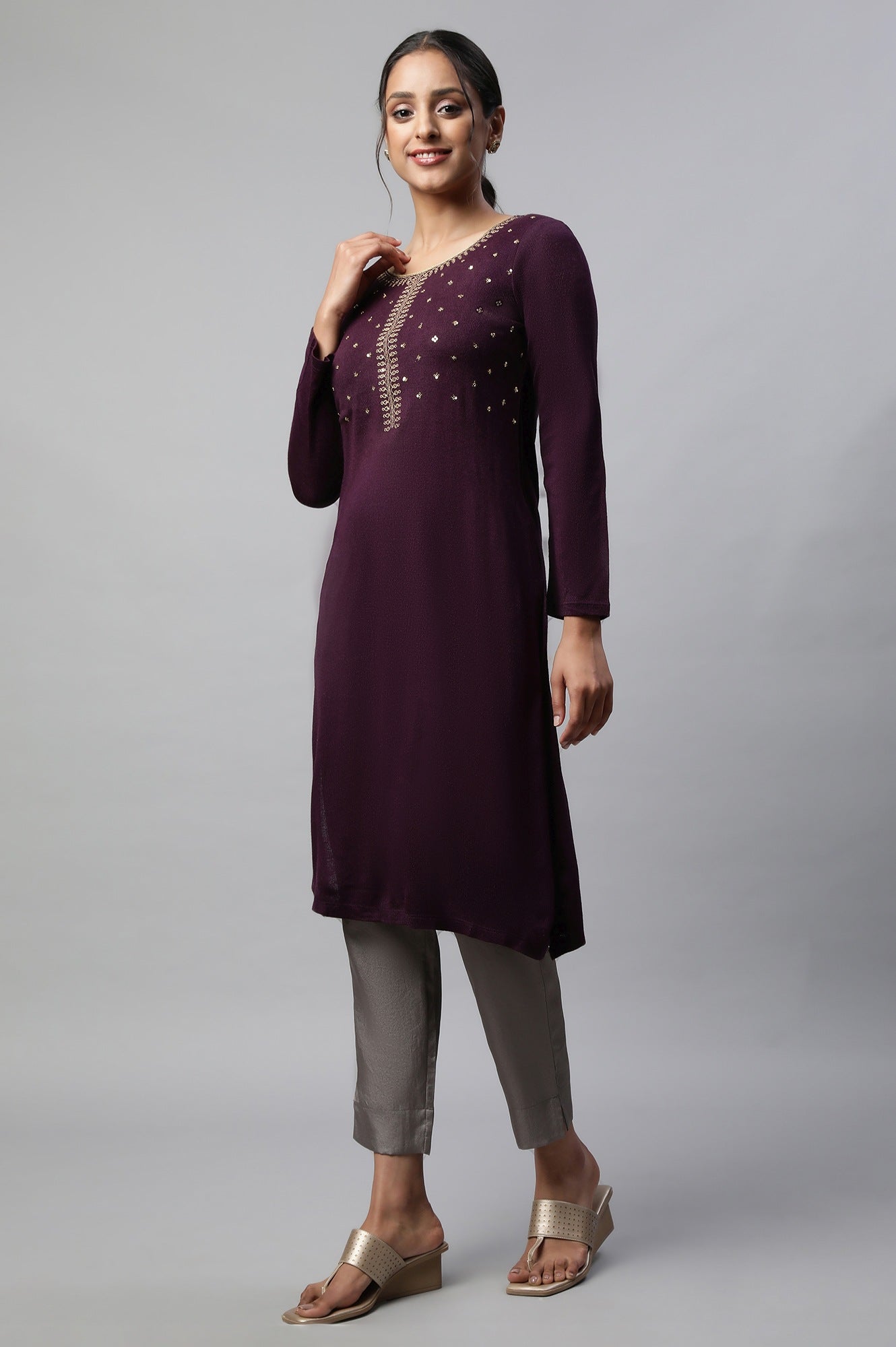 Purple Winter kurta