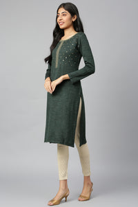 Green Winter kurta