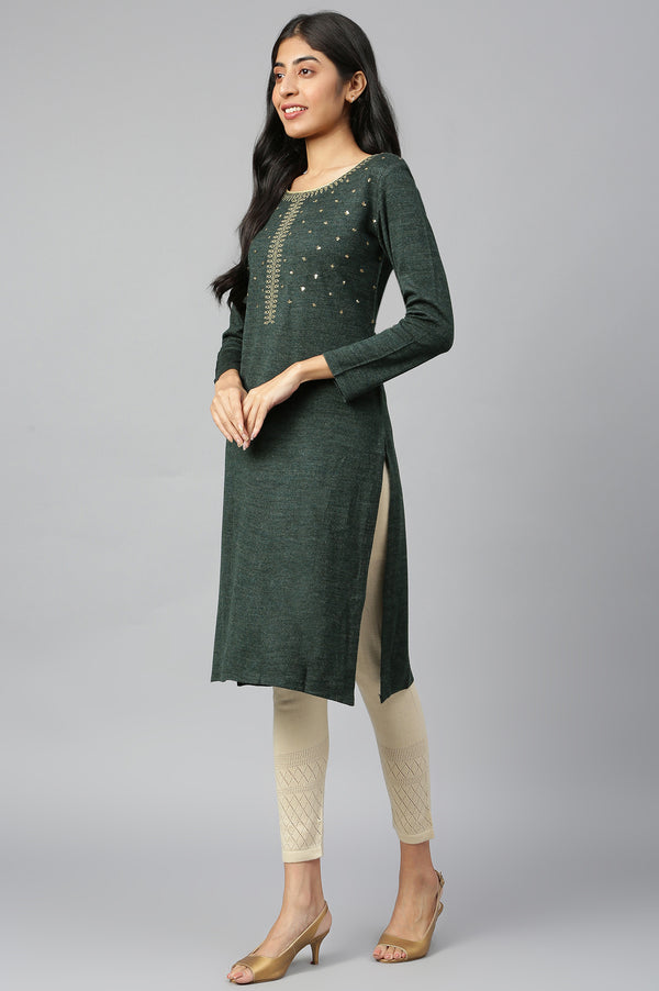 Green Winter kurta