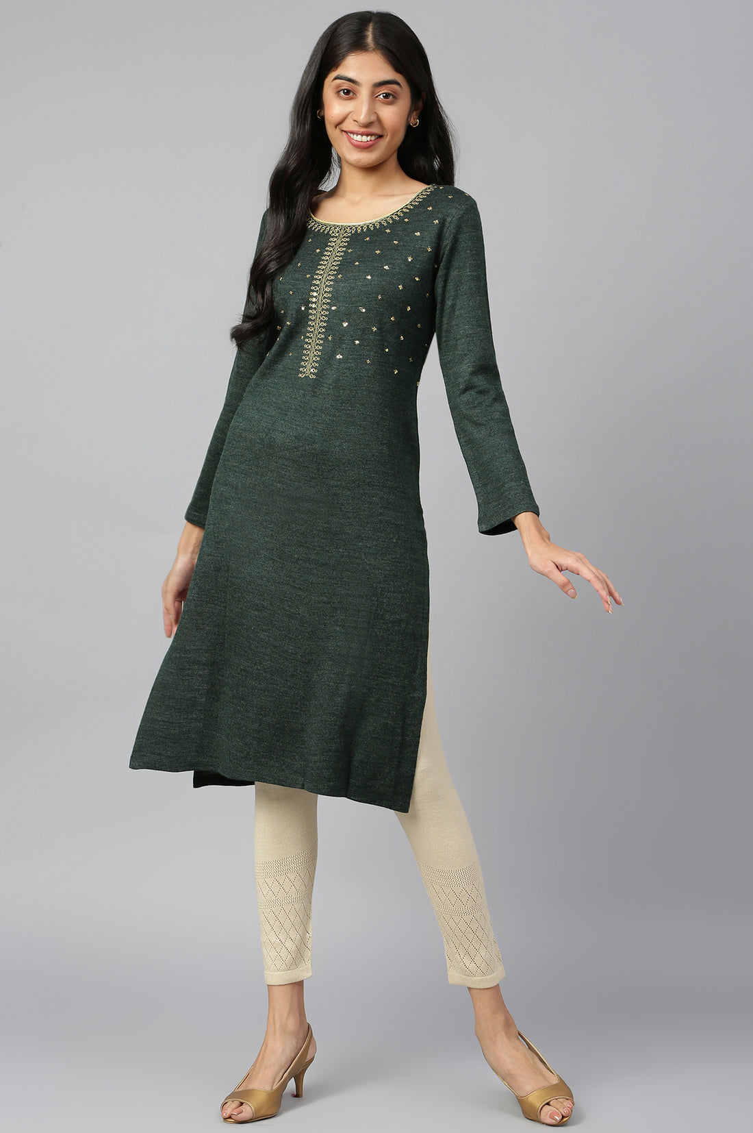 Green Winter kurta
