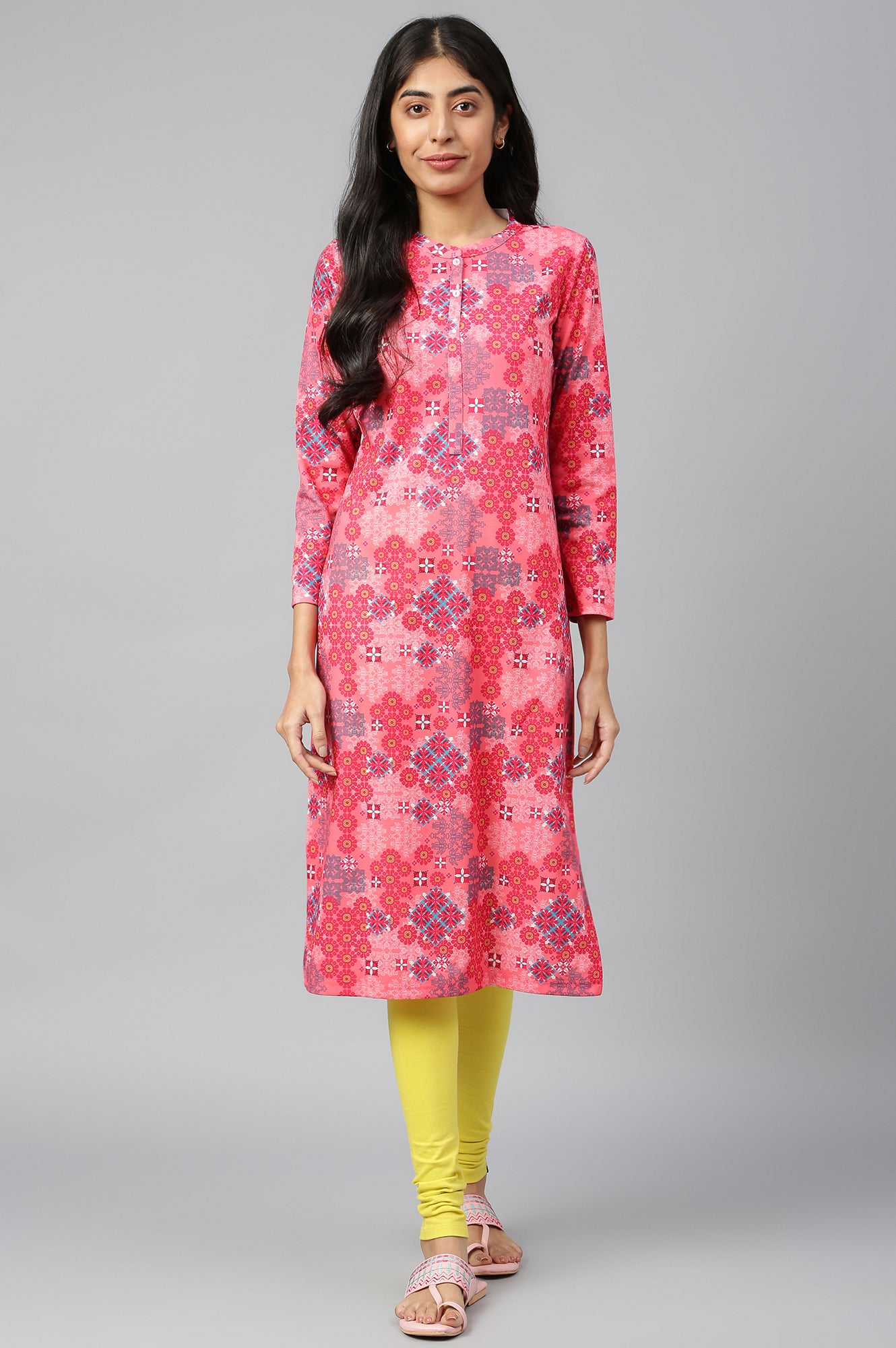 Pink Floral Print kurta