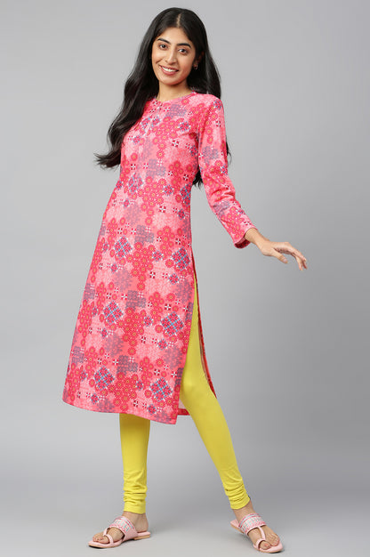 Pink Floral Print kurta