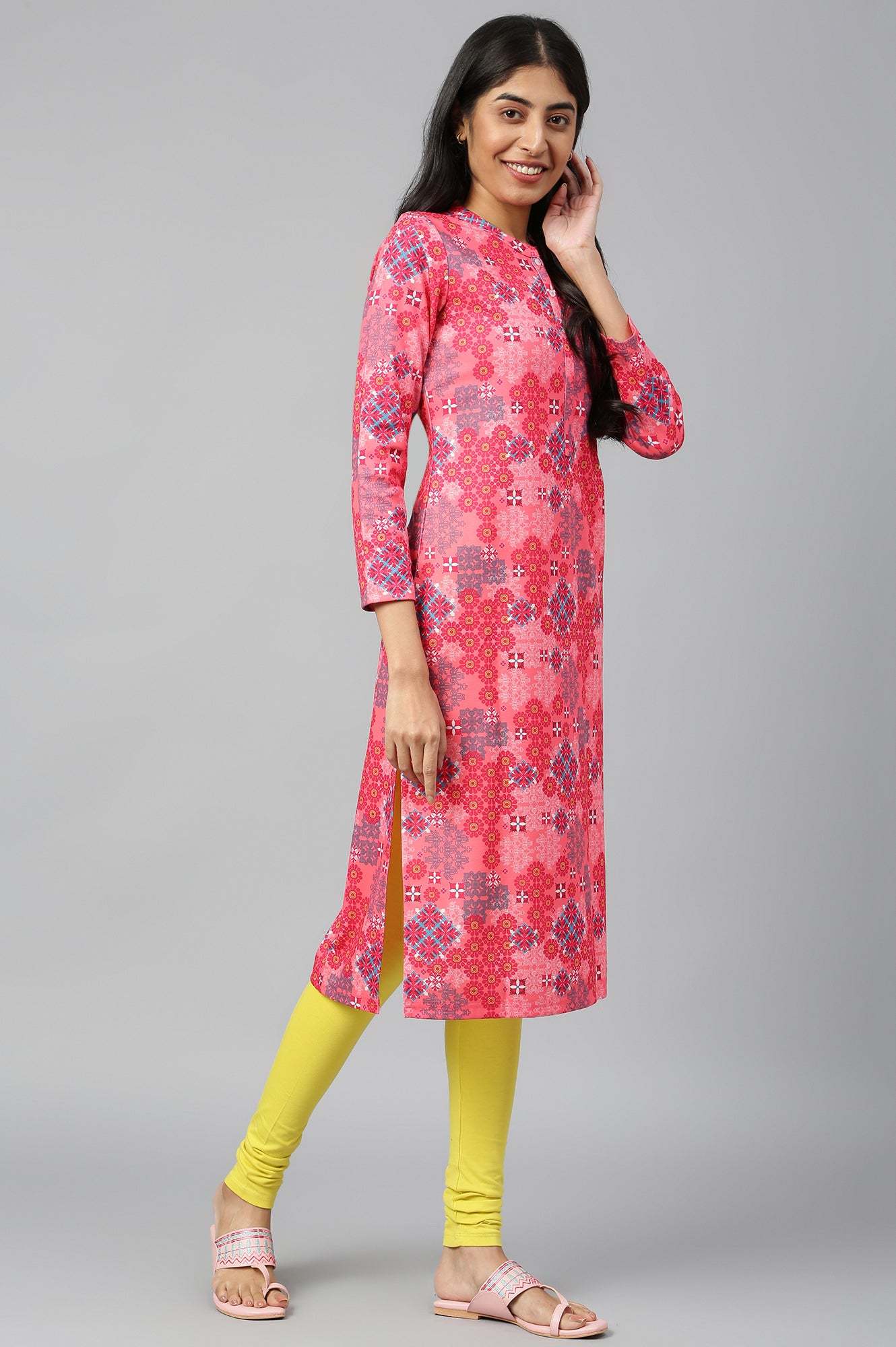 Pink Floral Print kurta