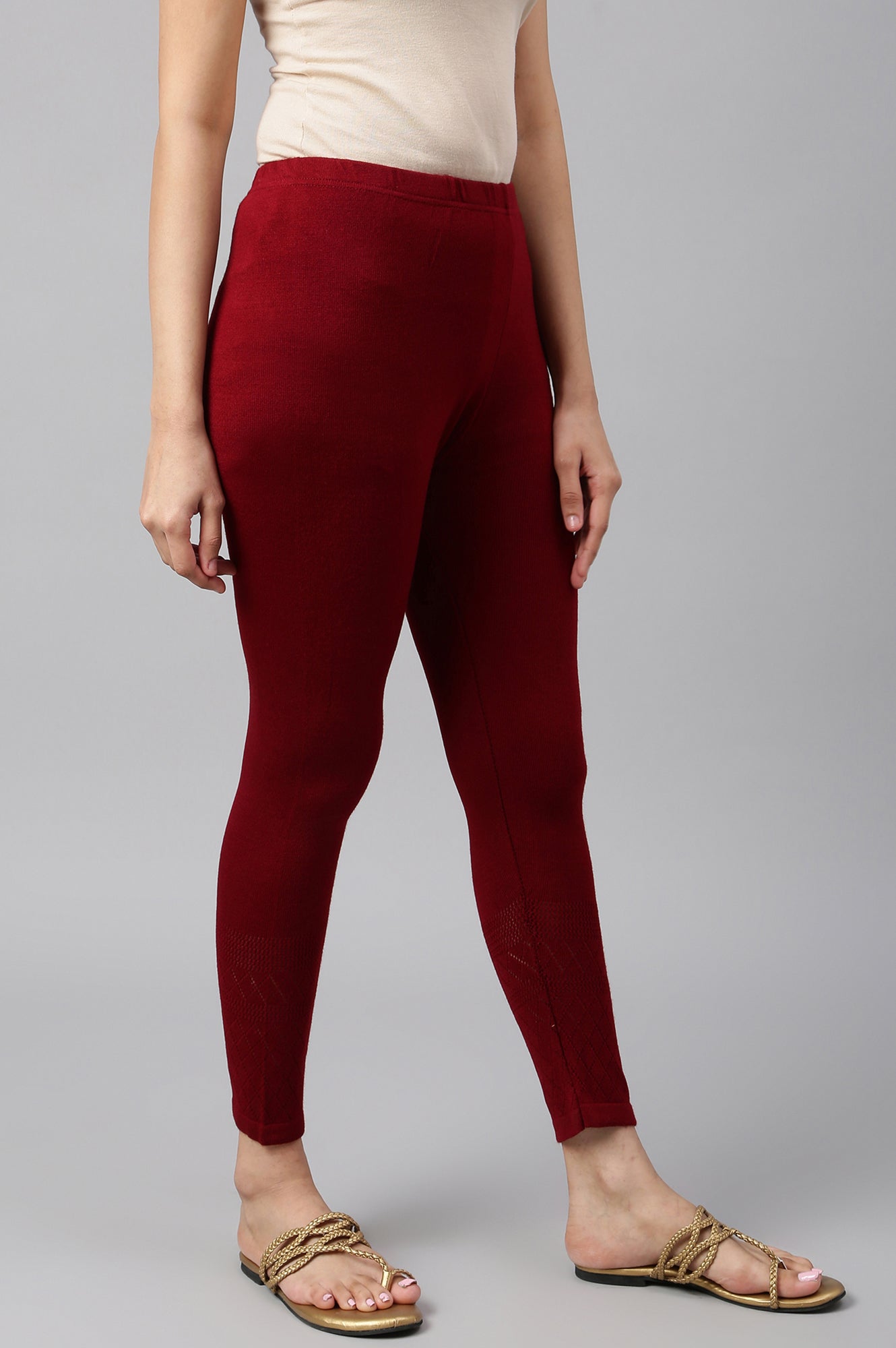 Deep Red Acrylic Tights