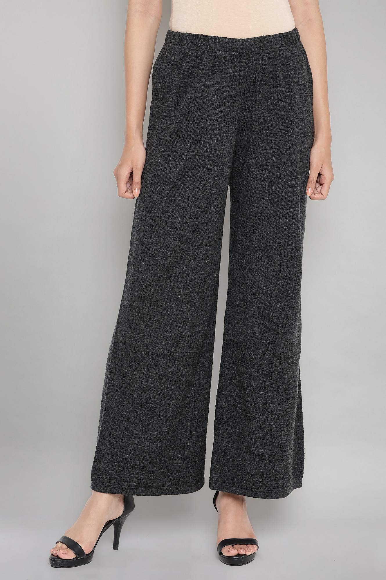 Grey Knit Palazzo Pants