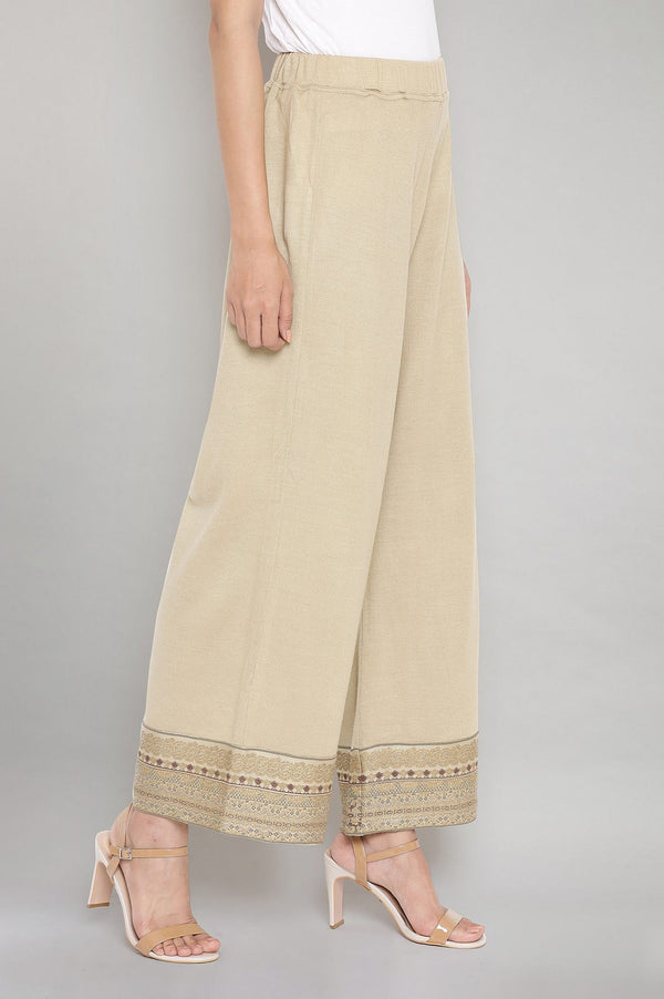 Beige Festive Palazzo Pants
