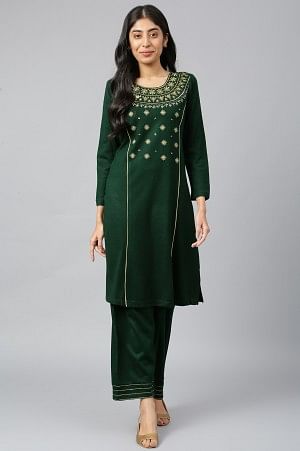 Green Winter kurta &amp; Palazzo Ethnic Set