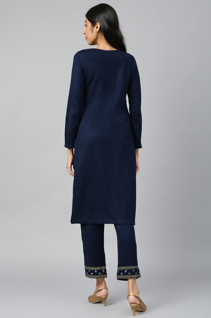 Navy Winter kurta &amp; Palazzo Ethnic Set