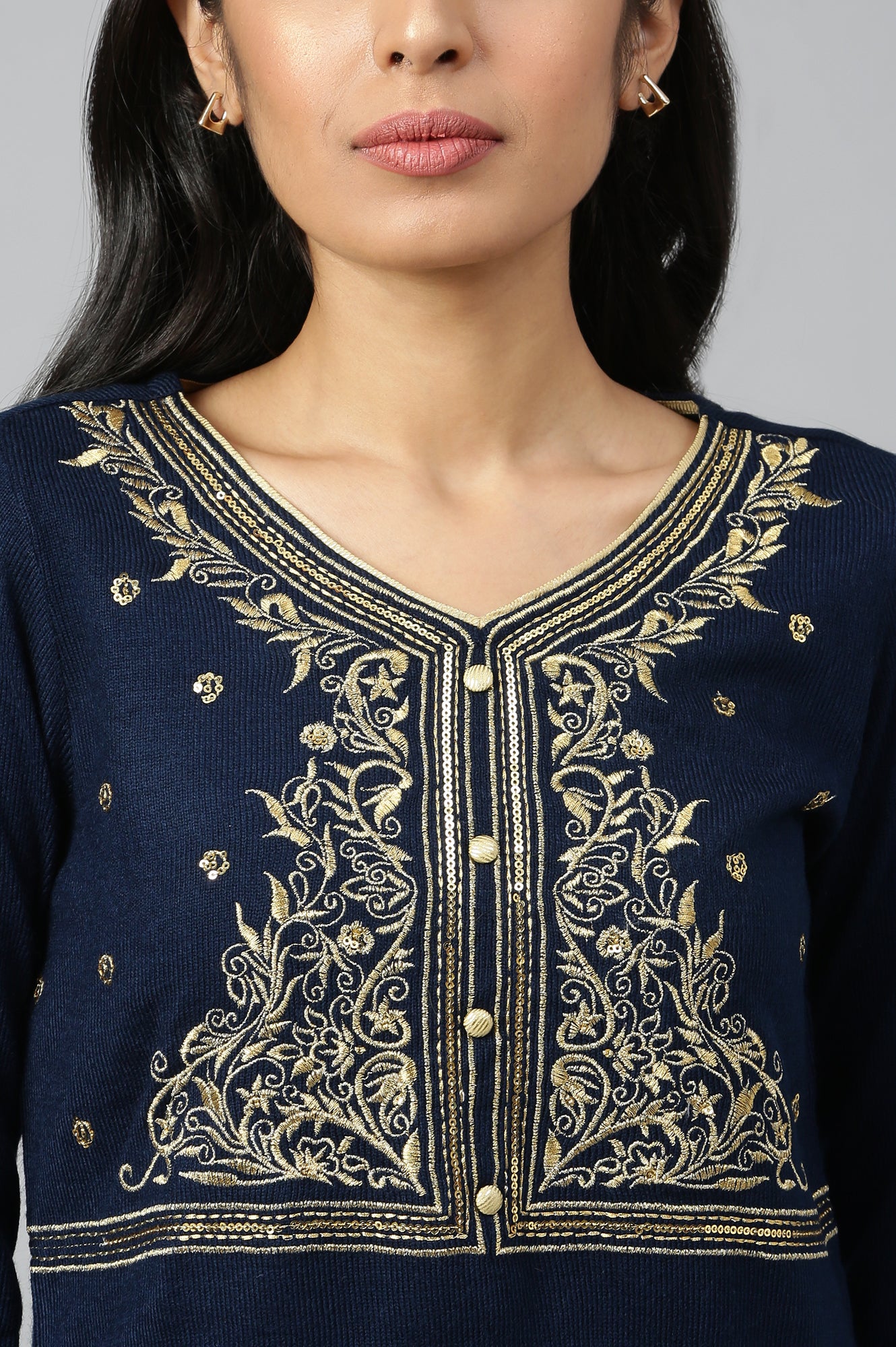 Navy Winter kurta &amp; Palazzo Ethnic Set