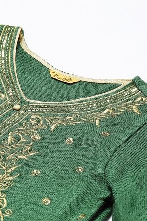 Green Winter kurta &amp; Palazzo Ethnic Set