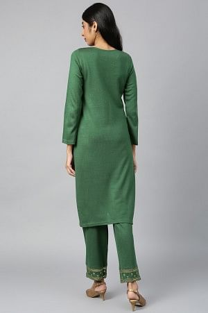 Green Winter kurta & Palazzo Ethnic Set