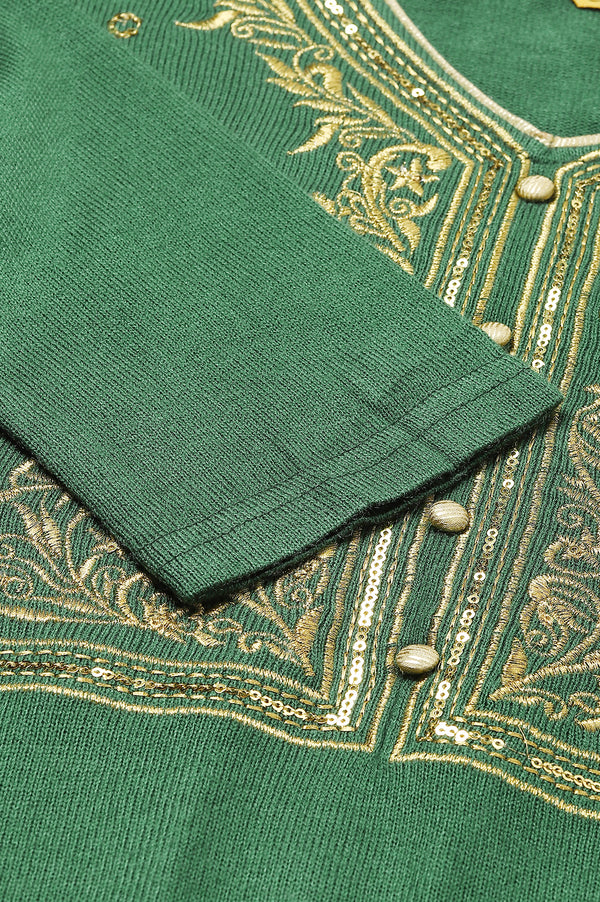 Green Winter kurta & Palazzo Ethnic Set