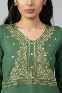 Green Winter kurta &amp; Palazzo Ethnic Set