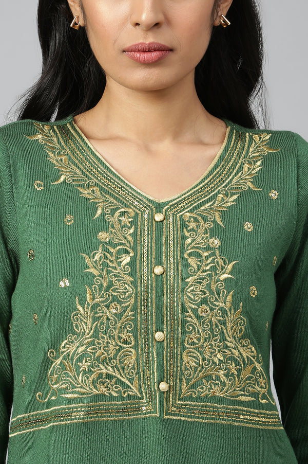 Green Winter kurta & Palazzo Ethnic Set