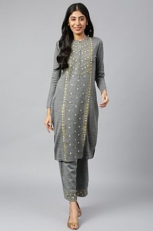 Grey Winter kurta & Palazzo Ethnic Set