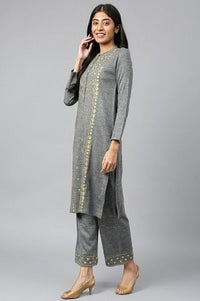 Grey Winter kurta &amp; Palazzo Ethnic Set