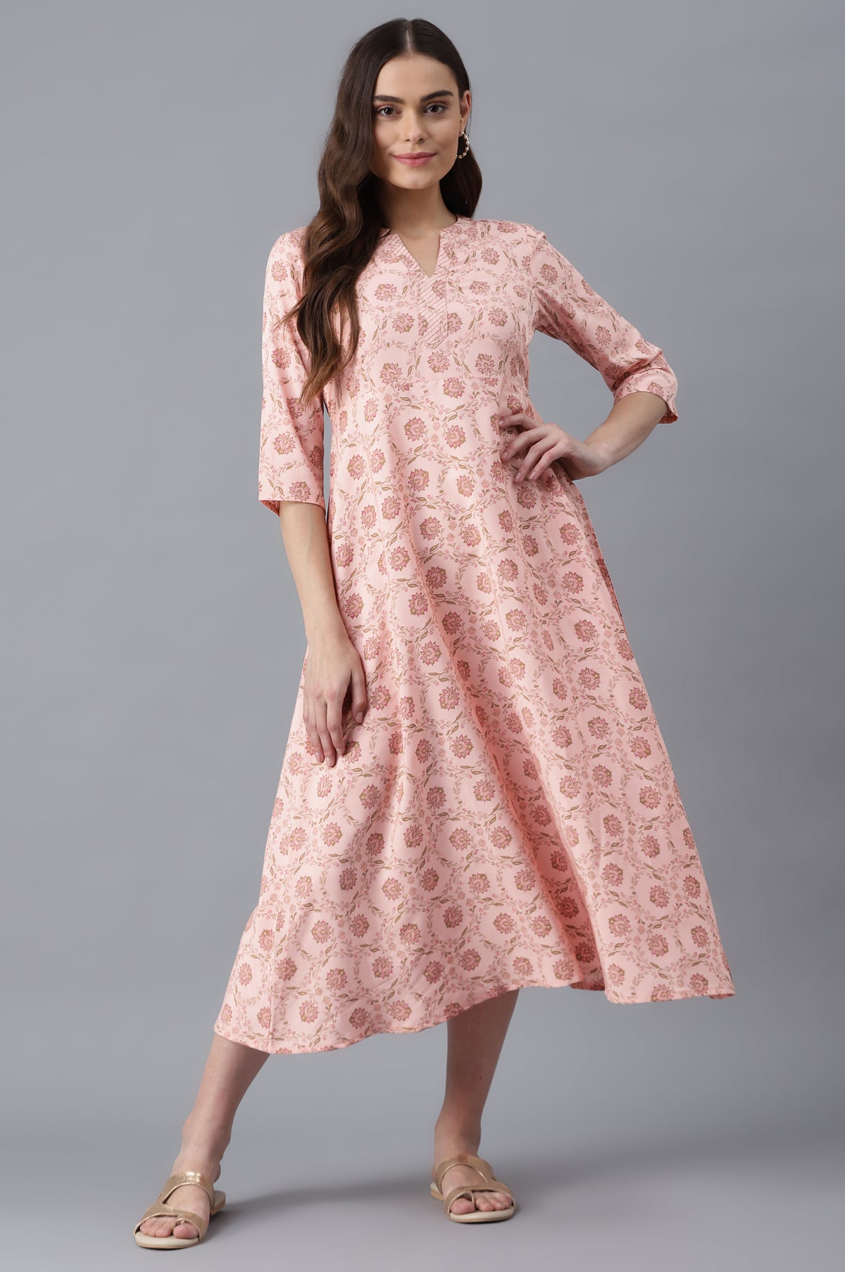 Peach Ethnic Dress - XS