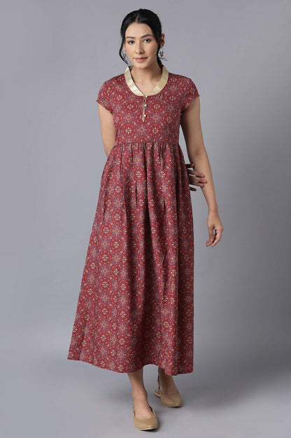 Brick Maroon Ethnic Dress