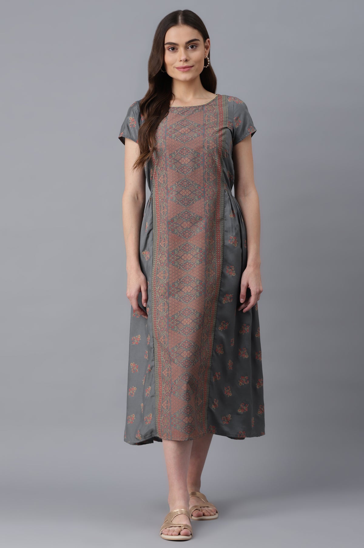 Grey Ethnic Dress - XS
