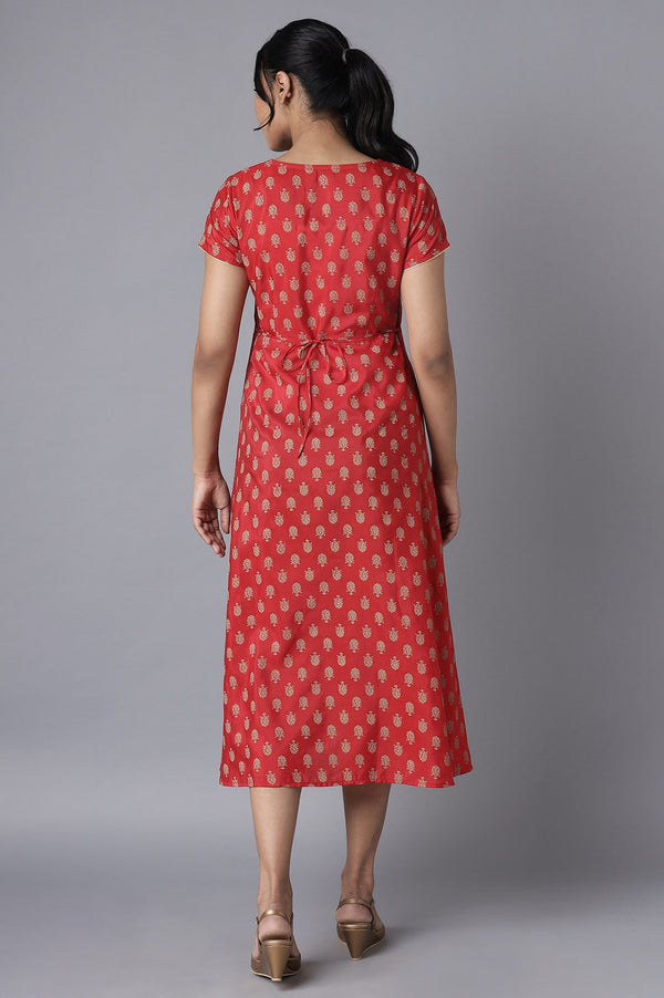 Red Embroidered Ethnic Dress