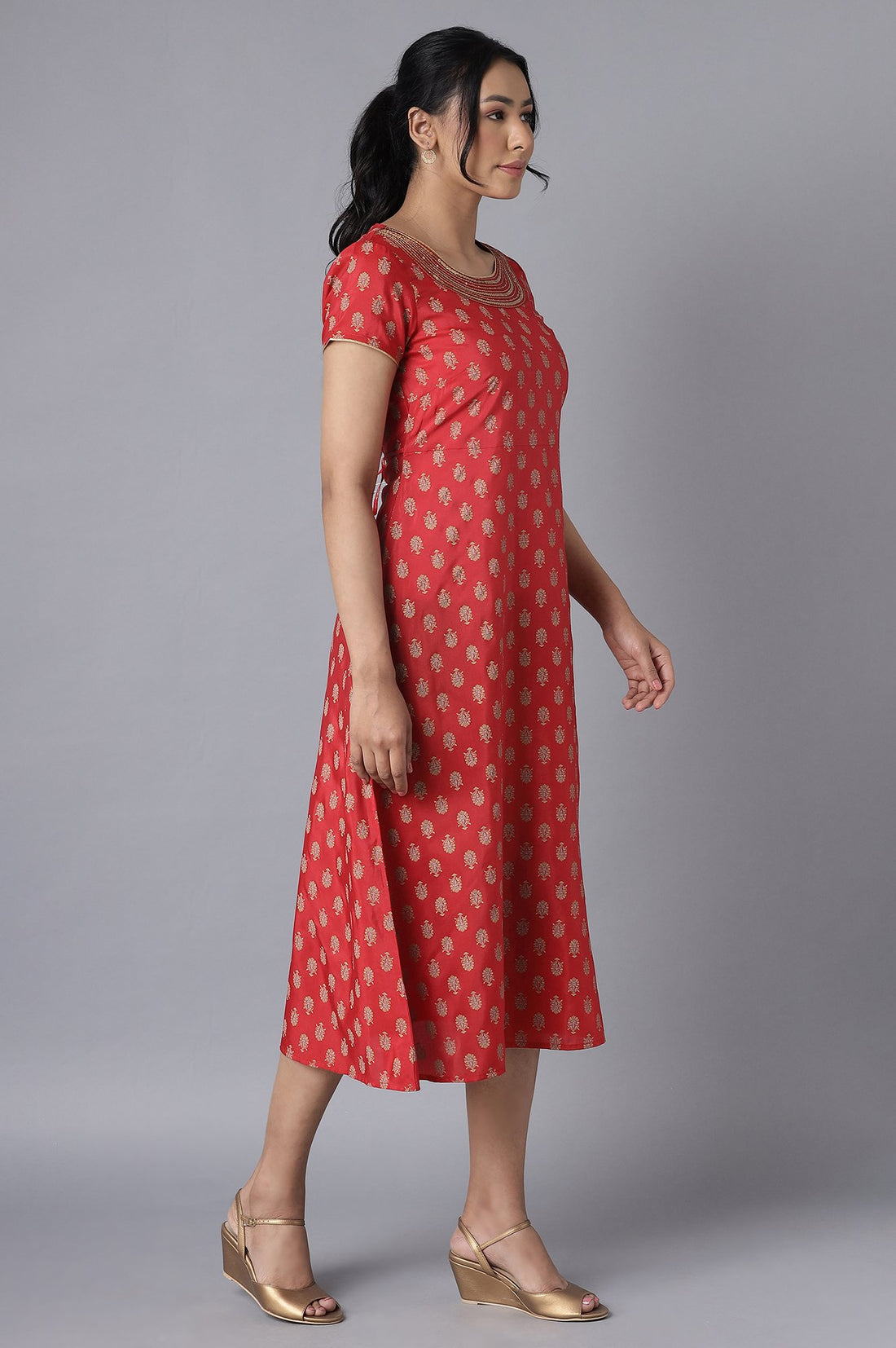 Red Embroidered Ethnic Dress