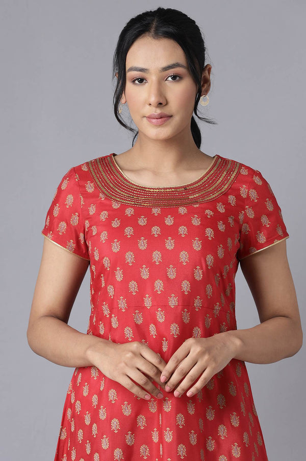 Red Embroidered Ethnic Dress