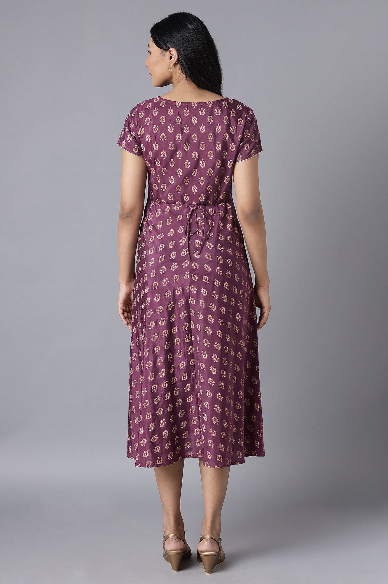 Purple Embroidered Ethnic Dress