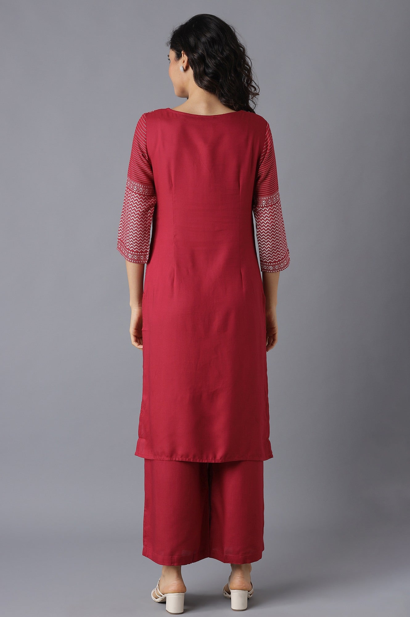 Pink Printed kurta-Palazzo Set