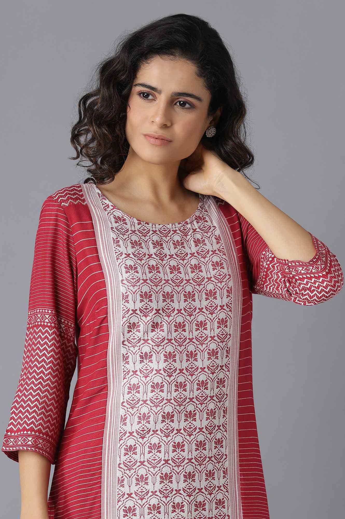 Pink Printed kurta-Palazzo Set