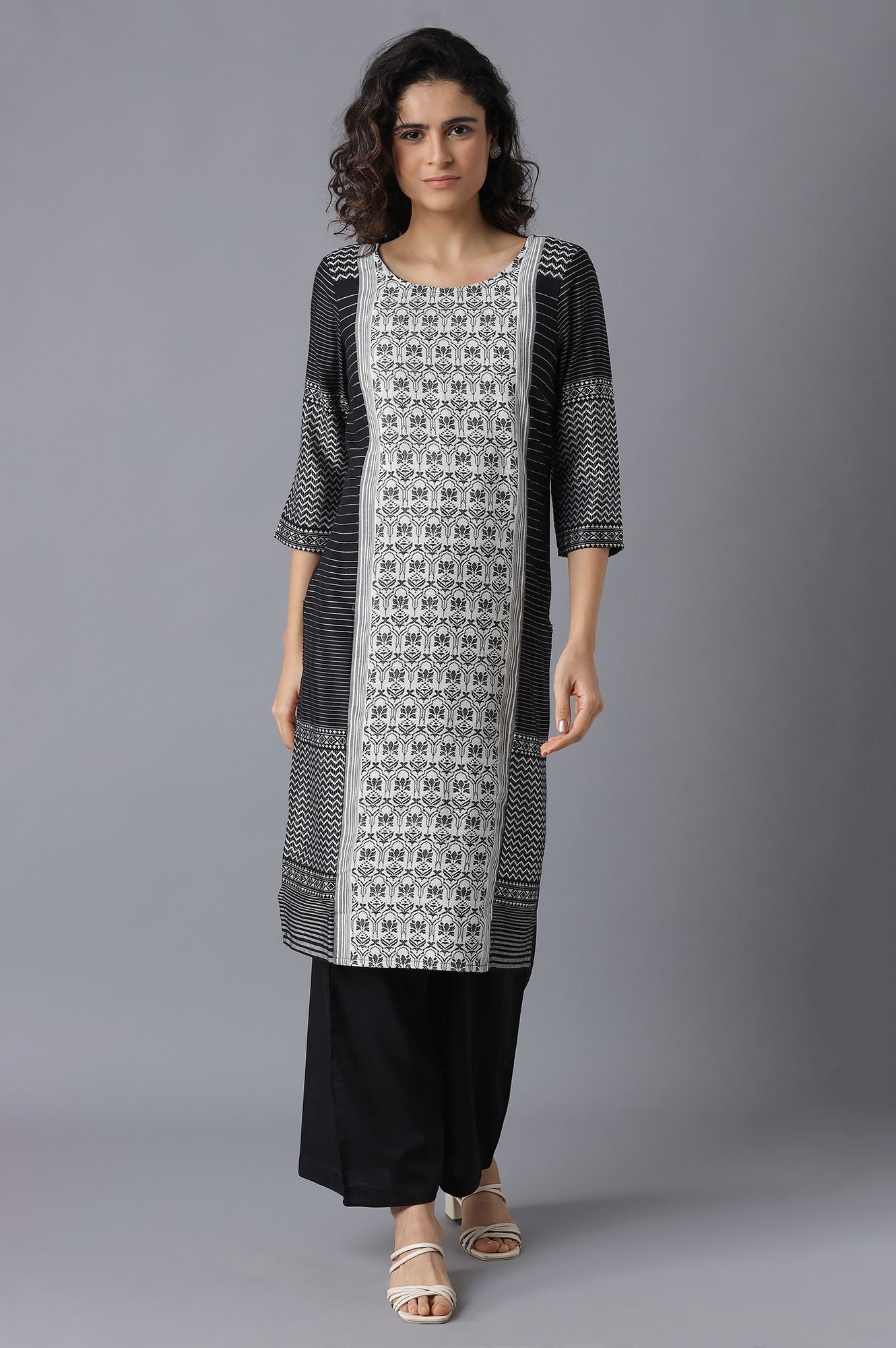 Black Printed kurta-Palazzo Set