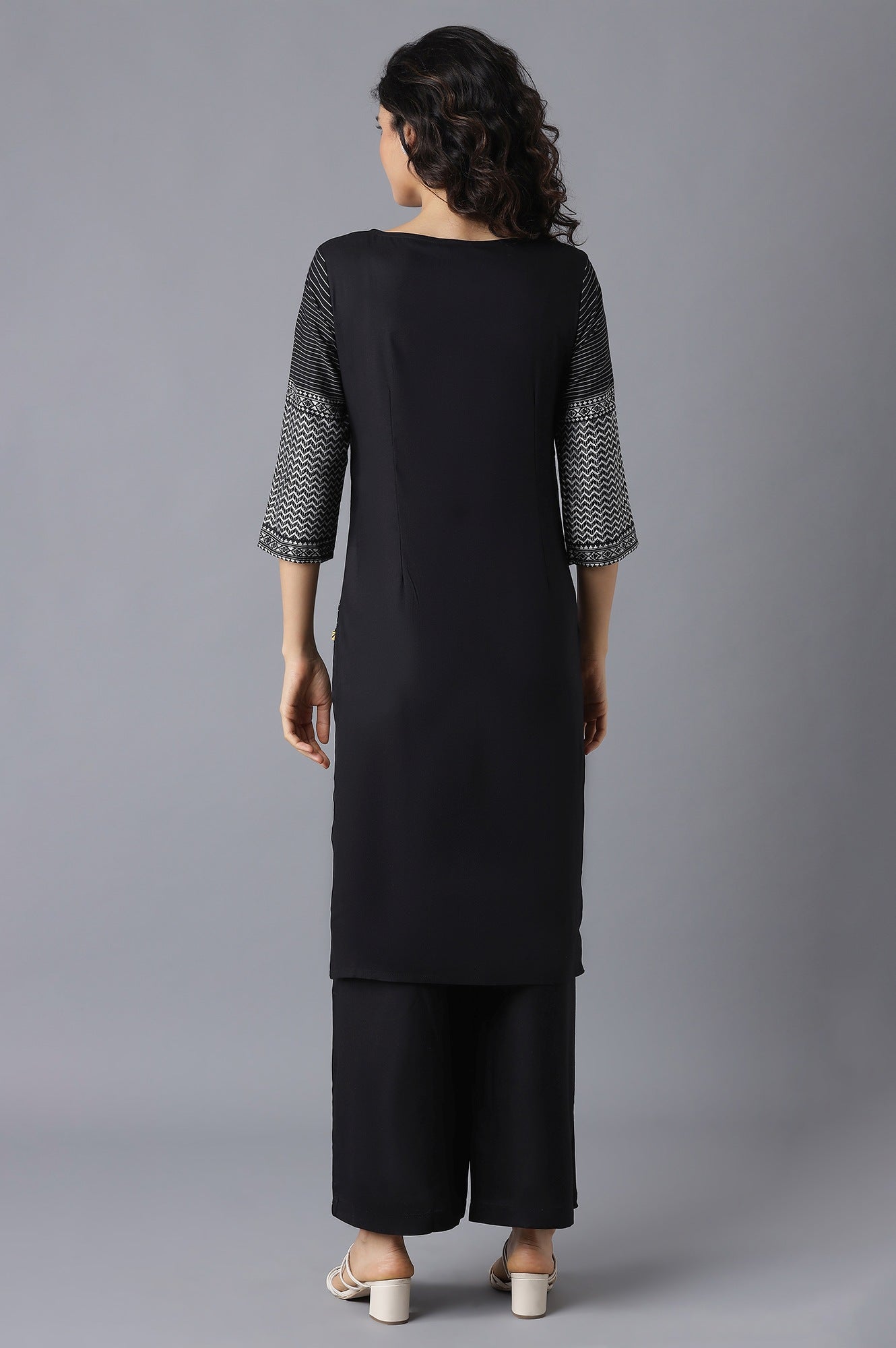 Black Printed kurta-Palazzo Set