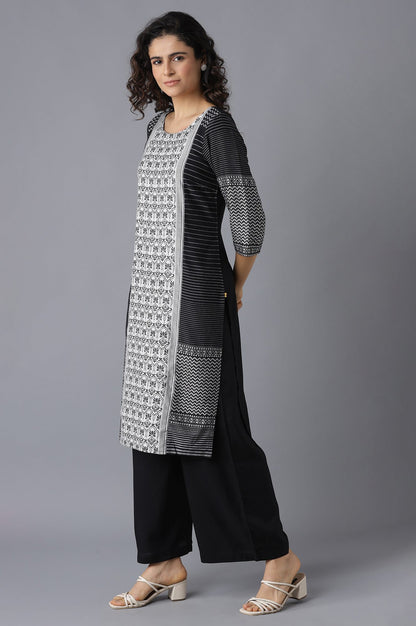 Black Printed kurta-Palazzo Set