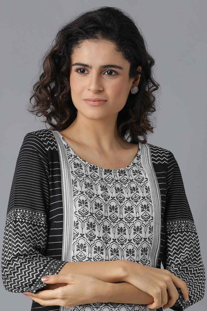 Black Printed kurta-Palazzo Set