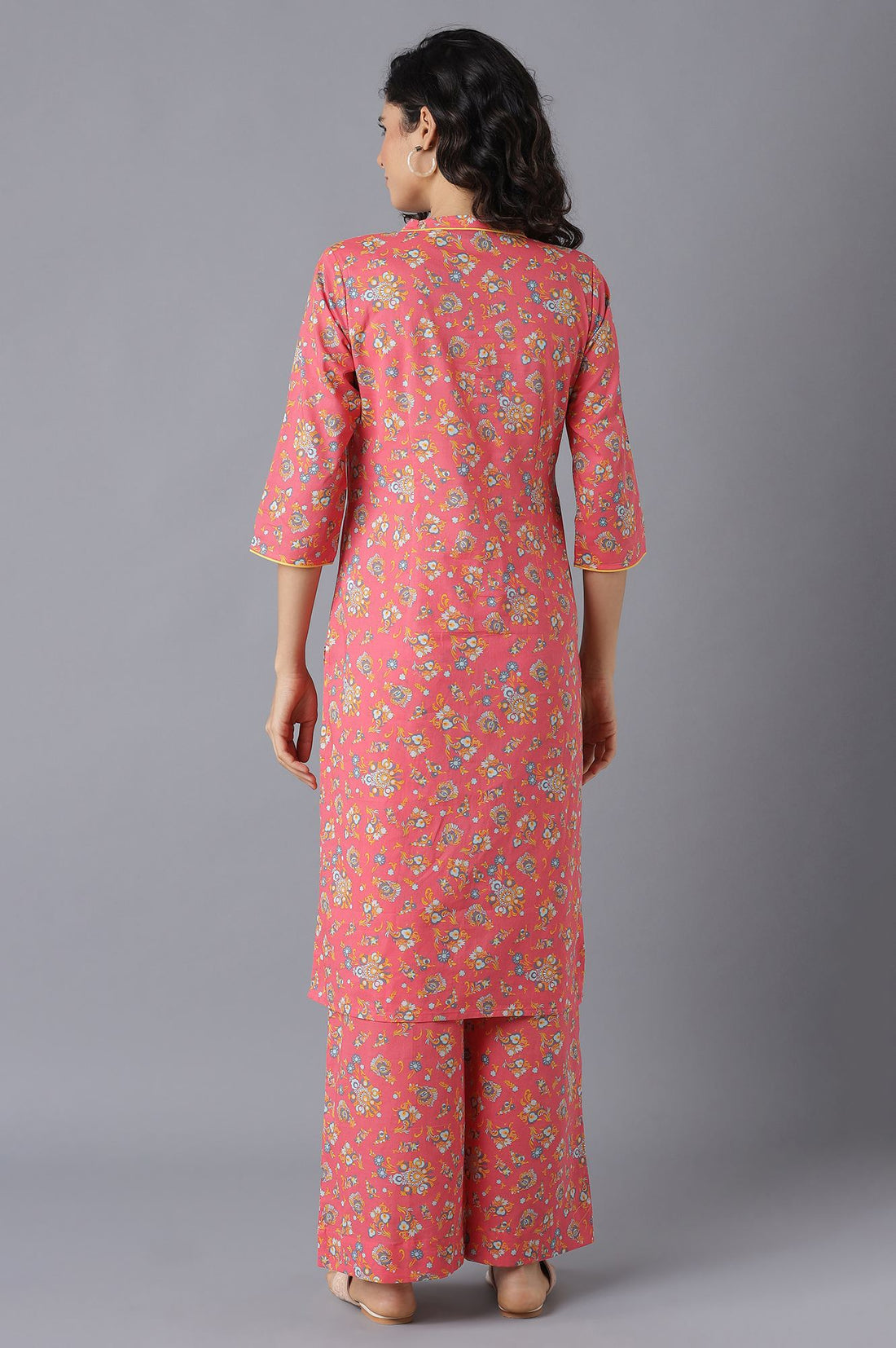 Pink Floral kurta-Palazzo Set