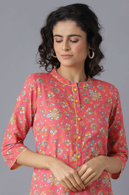 Pink Floral kurta-Palazzo Set