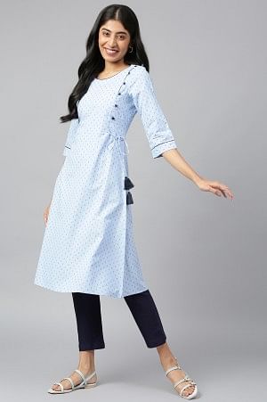 Blue kurta-White Palazzo Set