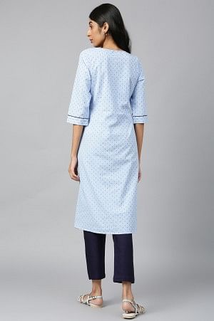 Blue kurta-White Palazzo Set