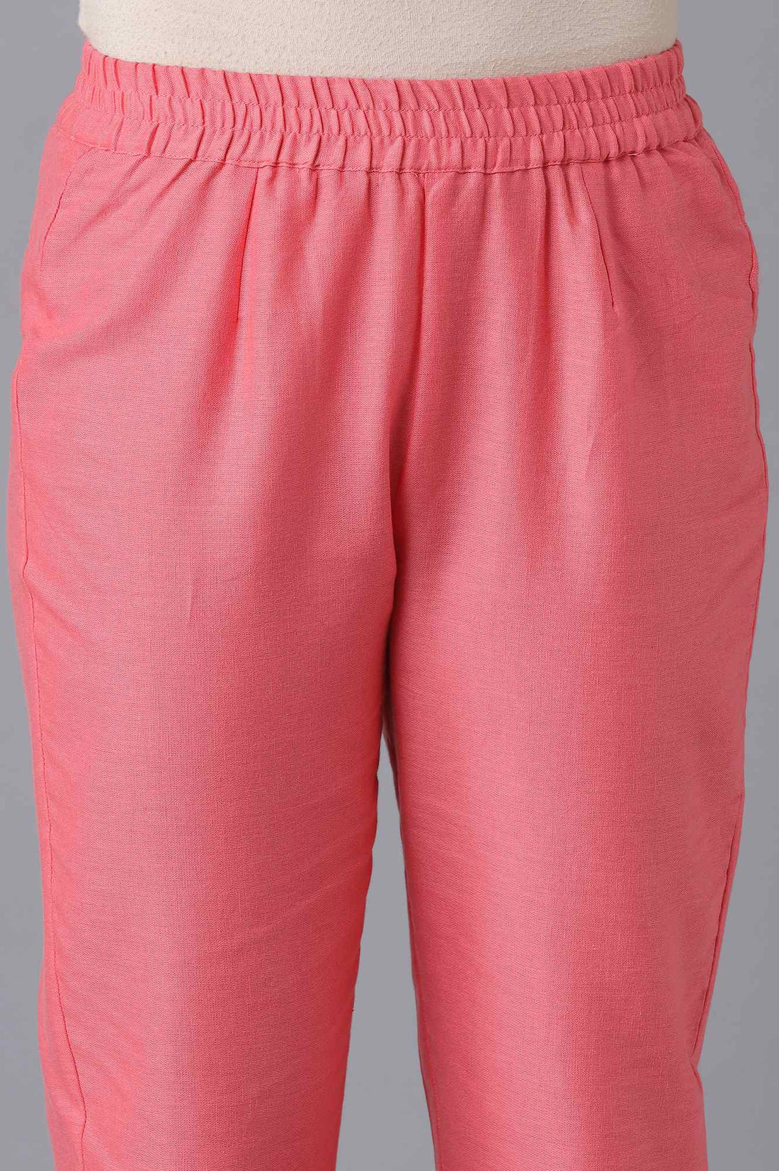 Yellow Printed A-Line kurta-Pink Trousers Set