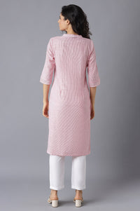 Pink Printed kurta-White Palazzo
