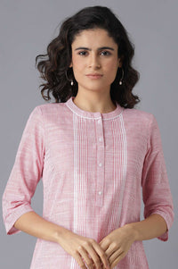 Pink Printed kurta-White Palazzo
