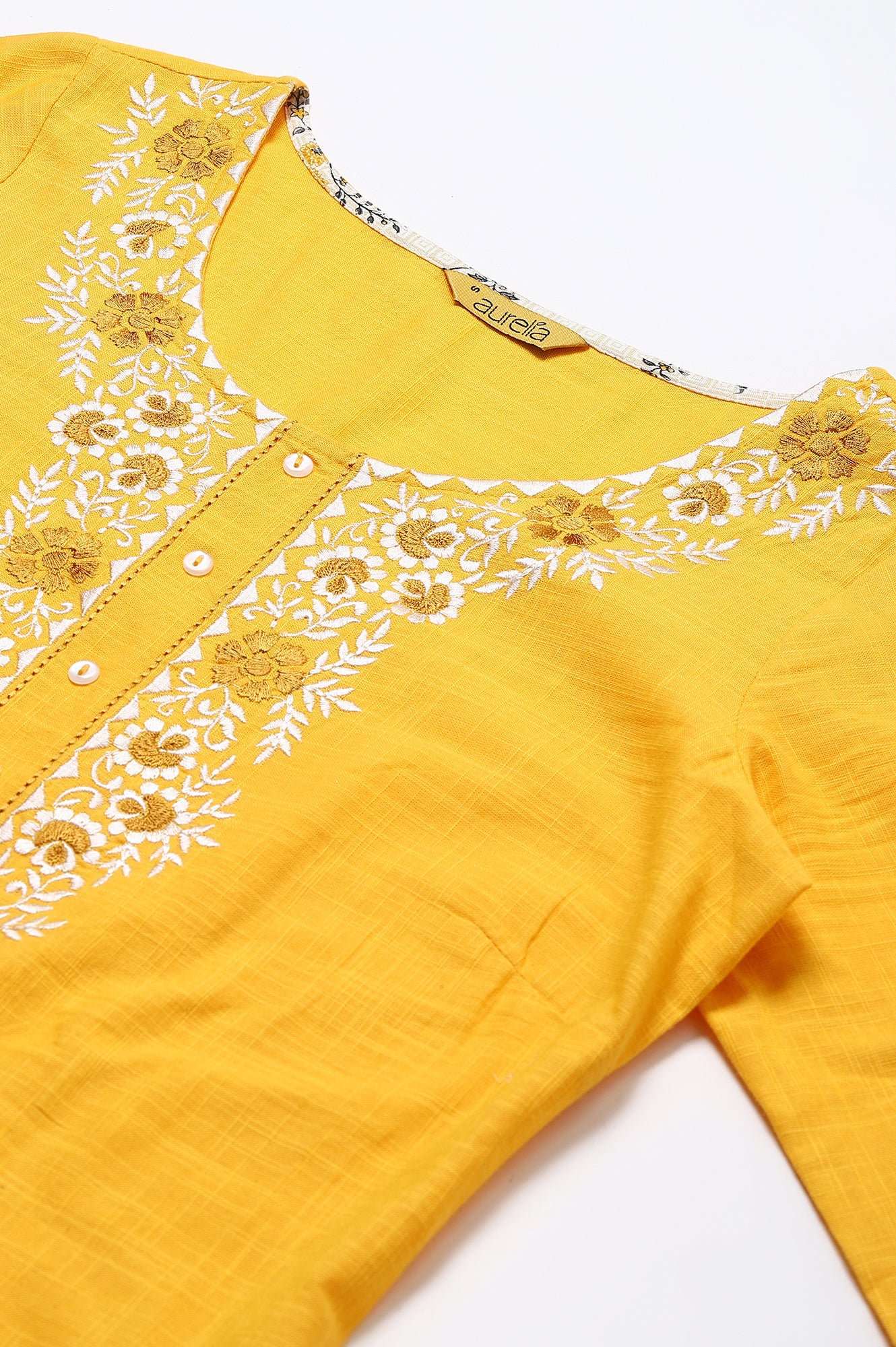 Yellow Embroidered kurta- Light Yellow Palazzo-Dupatta