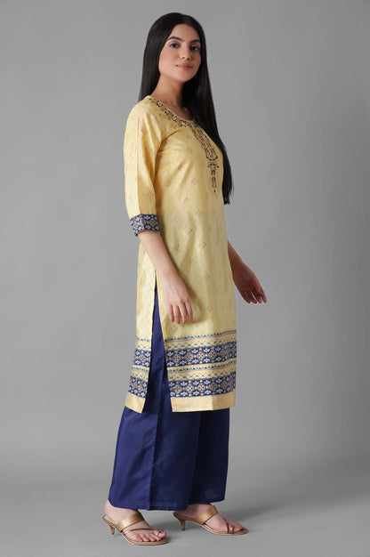 Yellow Foil Geometric Print kurta Palazzos Set