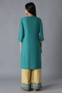 Green Embroidered Solid kurta Palazzos Set