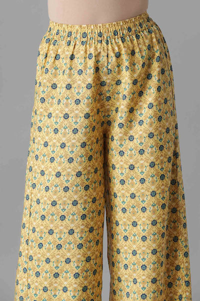 Blue Embroidered Mughal Print kurta Palazzos Set