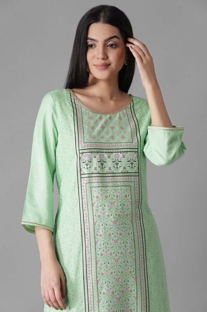 Green Mughal Print kurta Palazzos Set