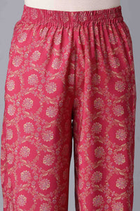 Blue Embroidered kurta-Pink Palazzo Set