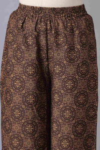 Orange Embroidered kurta-Brown Culottes