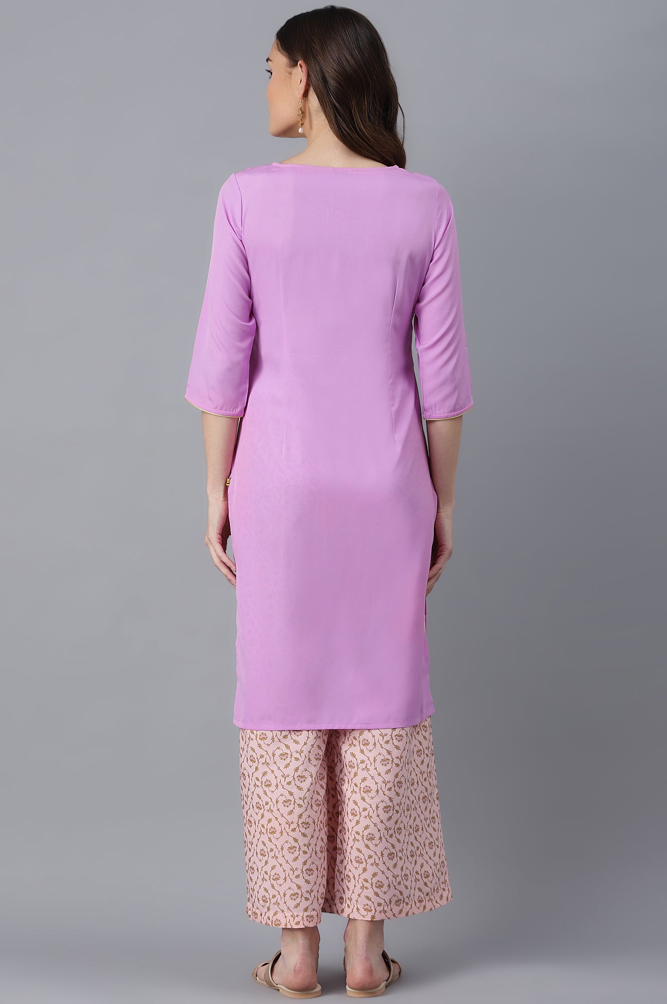 Purple kurta-Pink Palazzo Set