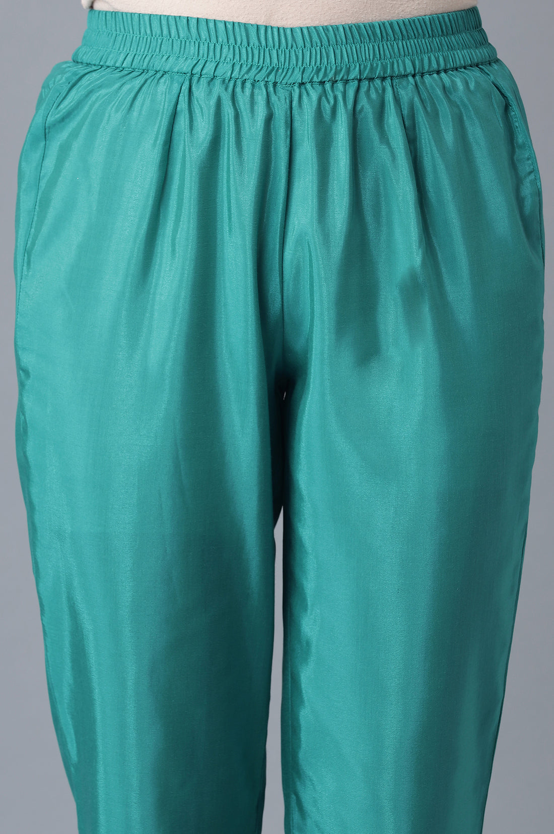 Orange Glitter Print kurta-Blue Trousers Set