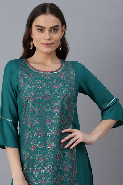 Blue kurta-Pink Palazzo Set